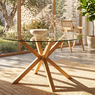 Comedor Warwick 120cm + 4 Silla Burgos de Cuero