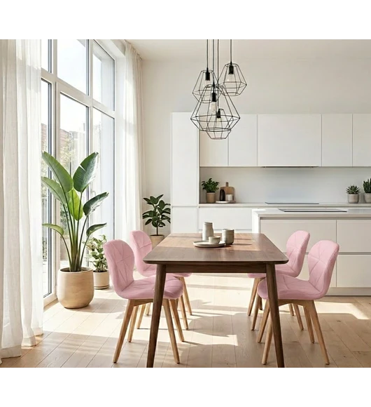 Comedor Mesa Vema 140x80cms + 4 Sillas Mariposa Ecocuero Wood