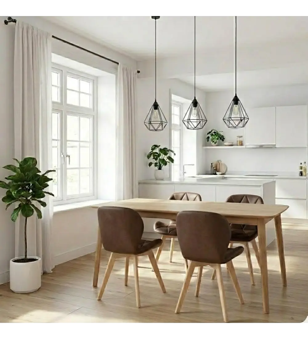 Comedor Mesa Vema 140x80cms + 4 Sillas Mariposa Ecocuero Wood