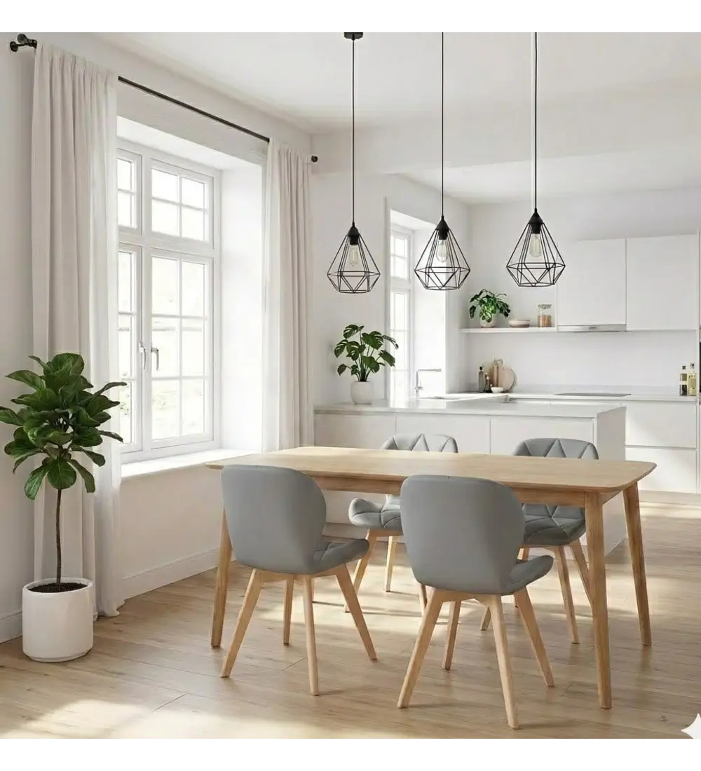 Comedor Mesa Vema 140x80cms + 4 Sillas Mariposa Ecocuero Wood