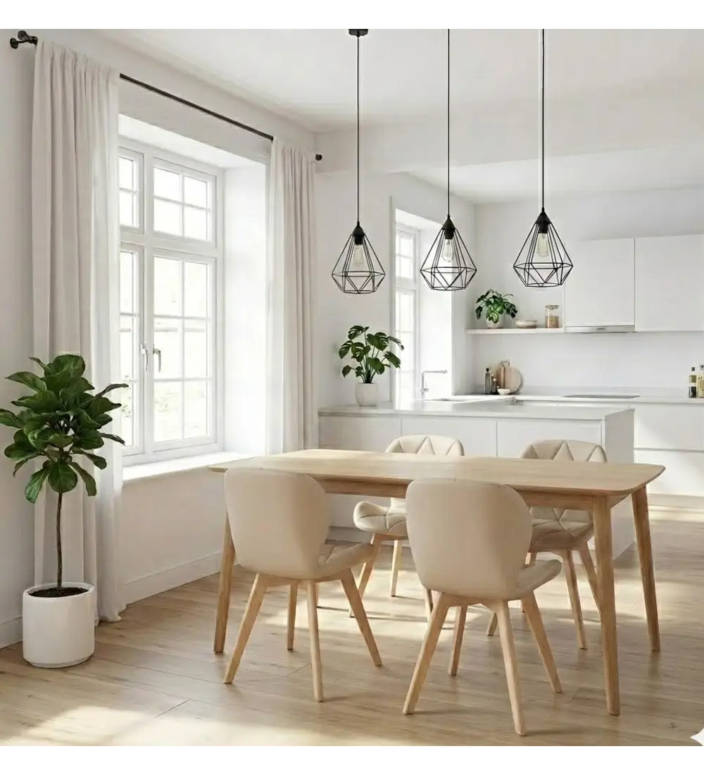 Comedor Mesa Vema 140x80cms + 4 Sillas Mariposa Ecocuero Wood