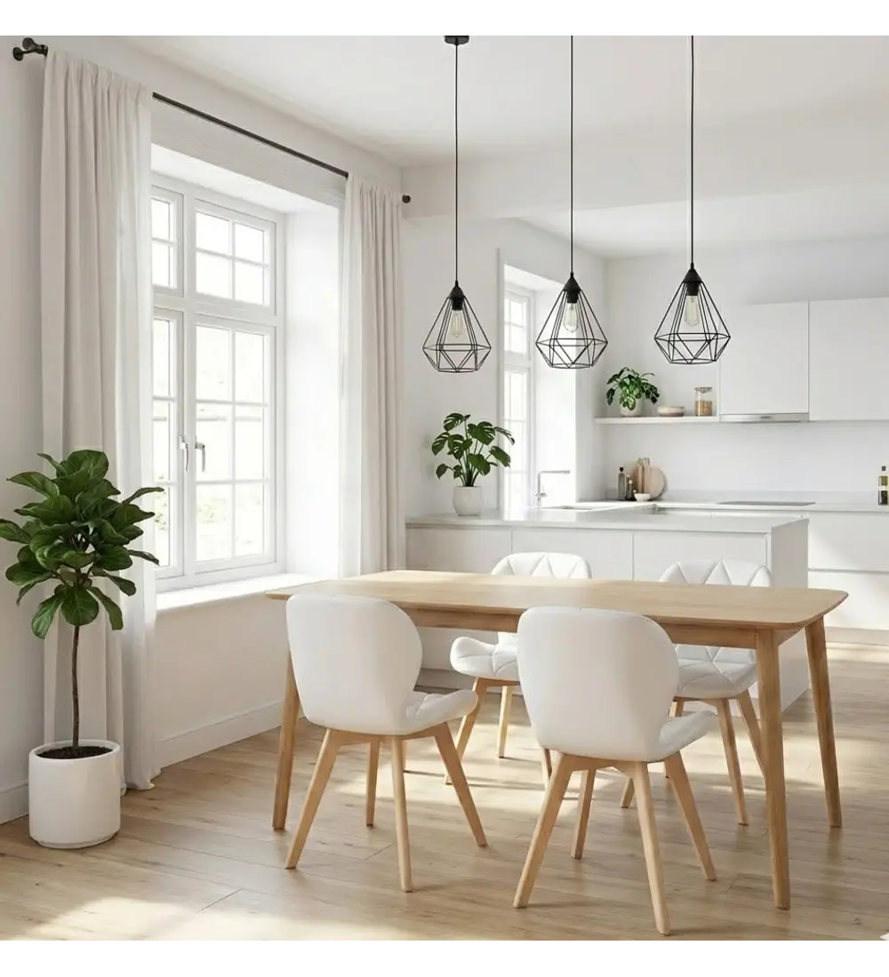 Comedor Mesa Vema 140x80cms + 4 Sillas Mariposa Ecocuero Wood