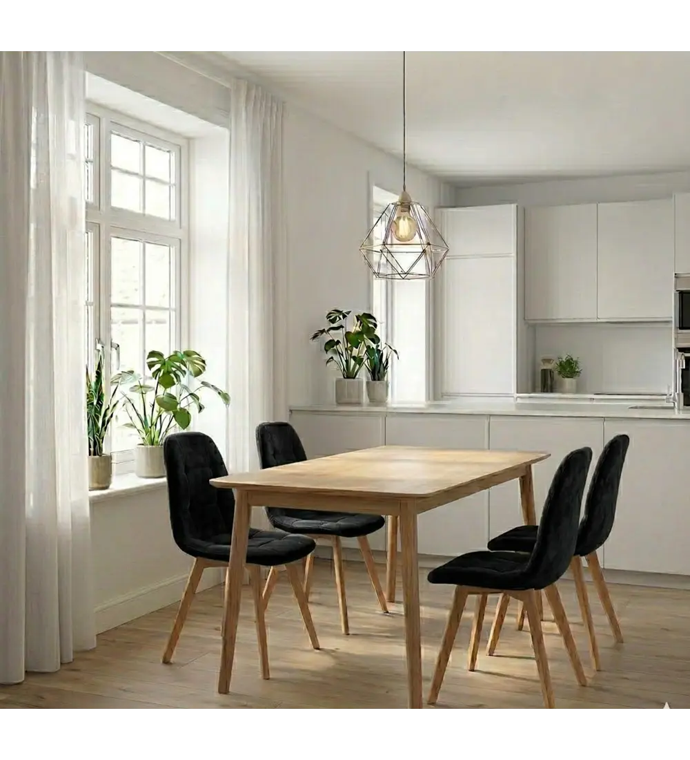 Comedor Mesa Vema 140x80cms + 4 Sillas Capitonne Velvet