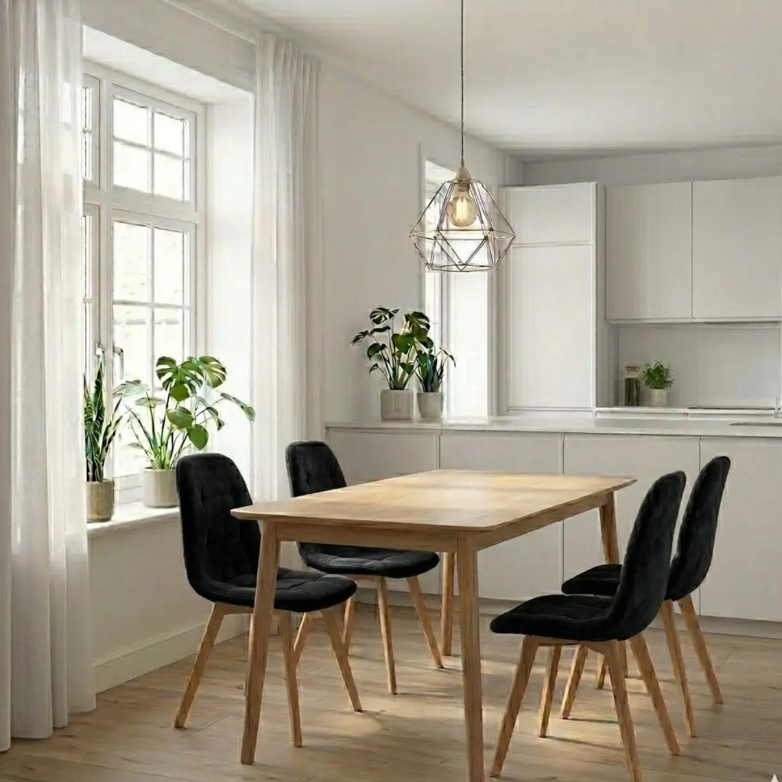 Comedor Mesa Vema 140x80cms + 4 Sillas Capitonne Velvet 1