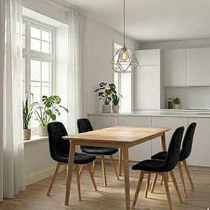 Comedor Mesa Vema 140x80cms + 4 Sillas Capitonne Velvet