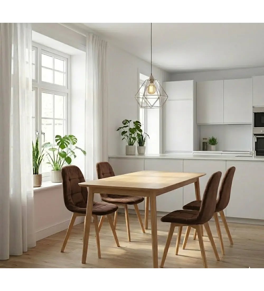 Comedor Mesa Vema 140x80cms + 4 Sillas Capitonne Velvet