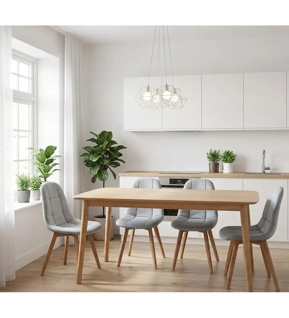 Comedor Mesa Vema 140x80cms + 4 Sillas Capitonne Velvet
