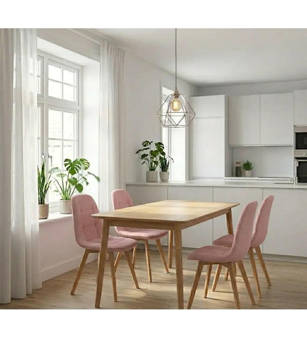 Comedor Mesa Vema 140x80cms + 4 Sillas Capitonne Velvet