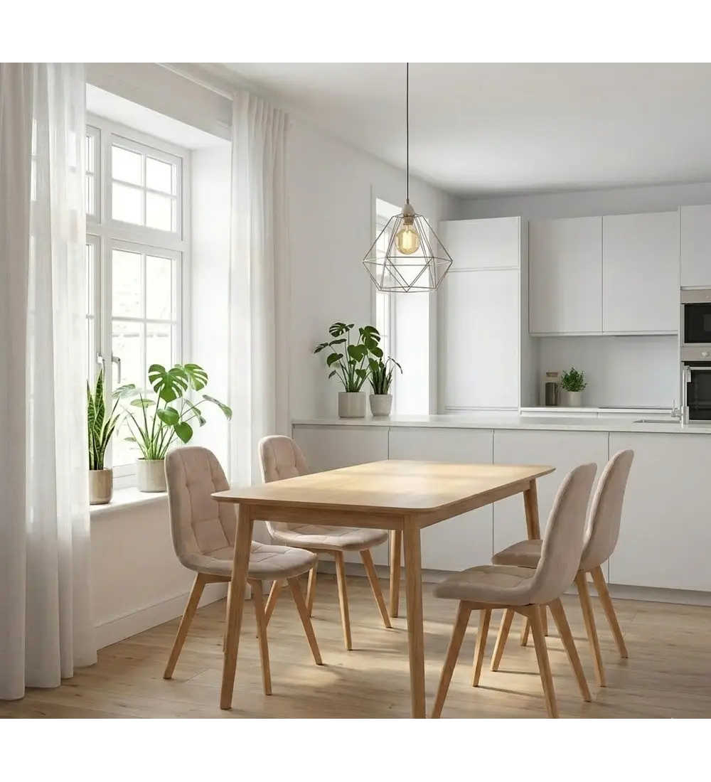Comedor Mesa Vema 140x80cms + 4 Sillas Capitonne Velvet
