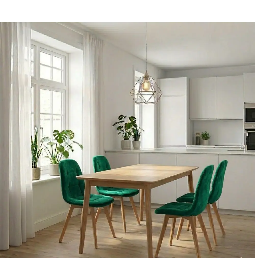 Comedor Mesa Vema 140x80cms + 4 Sillas Capitonne Velvet