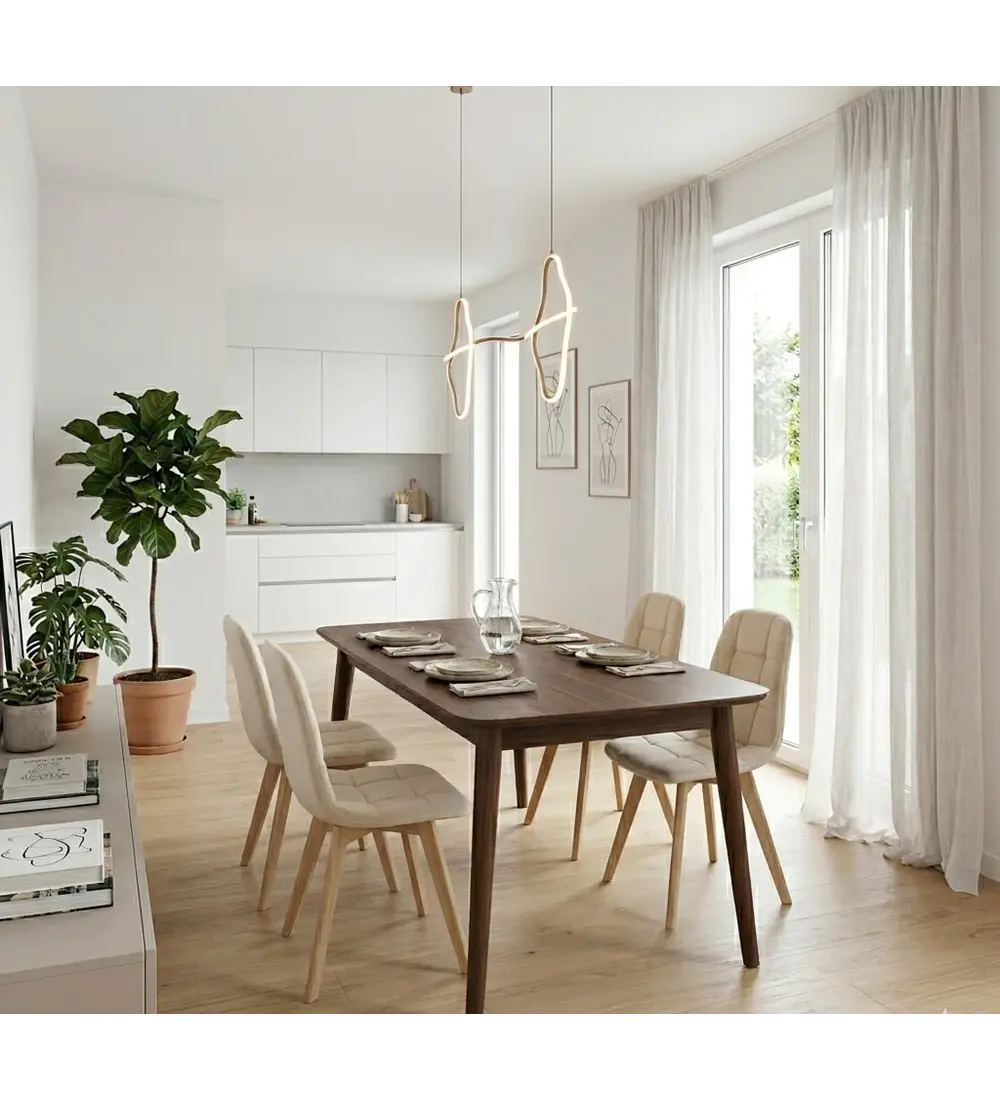 Comedor Mesa Vema 140x80cms + 4 Sillas Capitonne Velvet