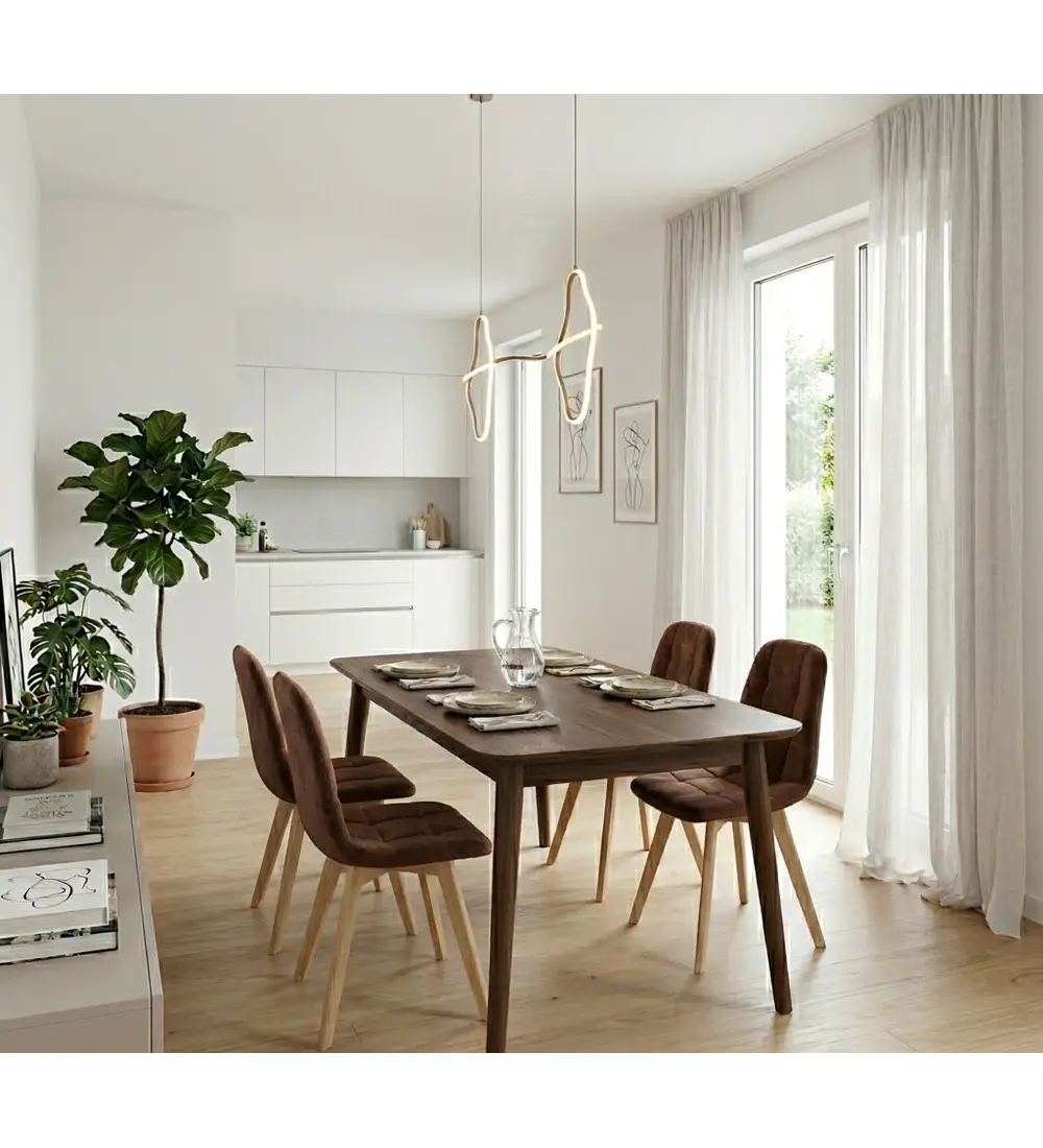 Comedor Mesa Vema 140x80cms + 4 Sillas Capitonne Velvet