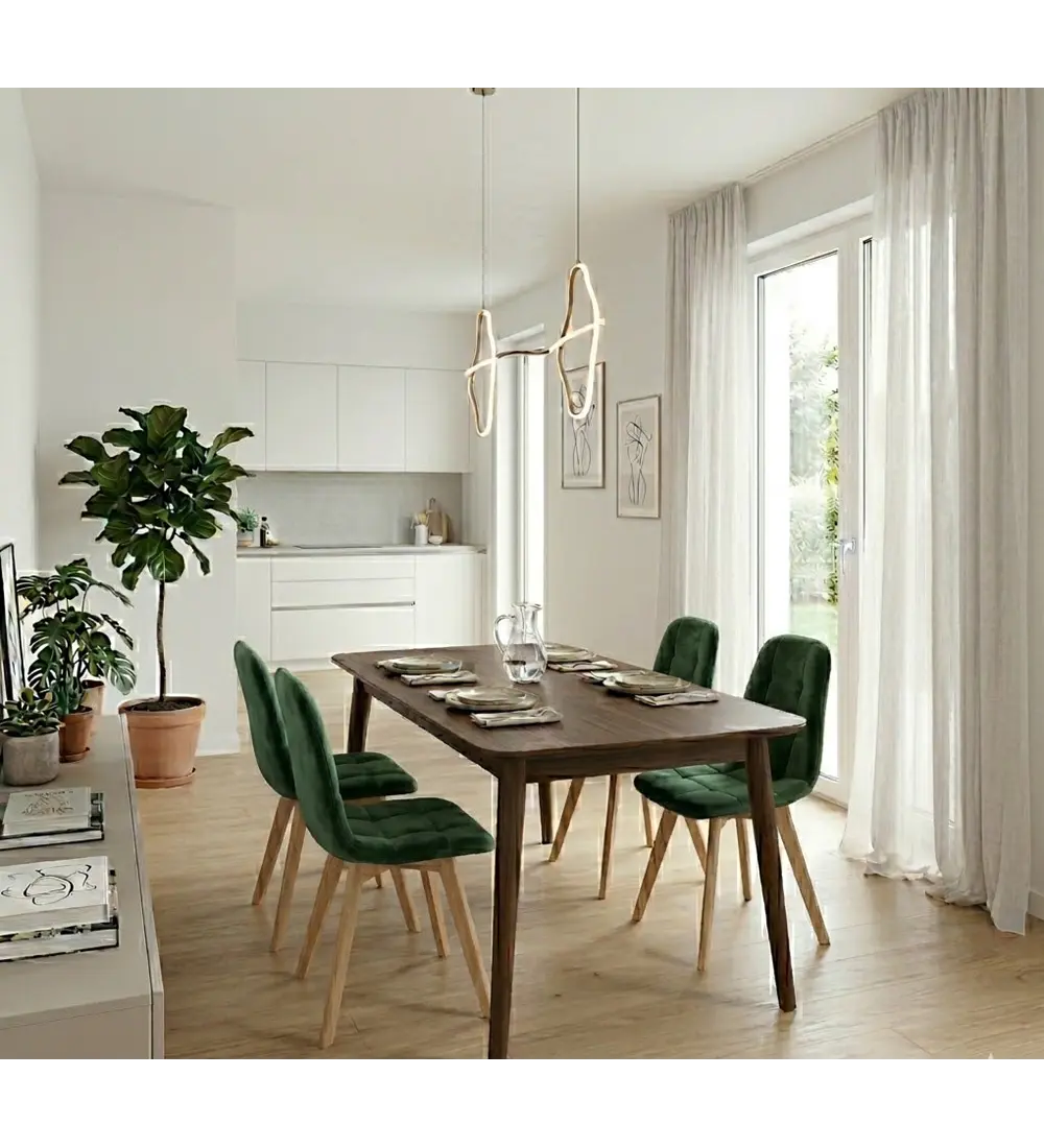 Comedor Mesa Vema 140x80cms + 4 Sillas Capitonne Velvet