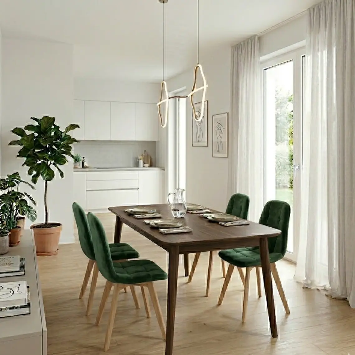 Comedor Mesa Vema 140x80cms + 4 Sillas Capitonne Velvet 11