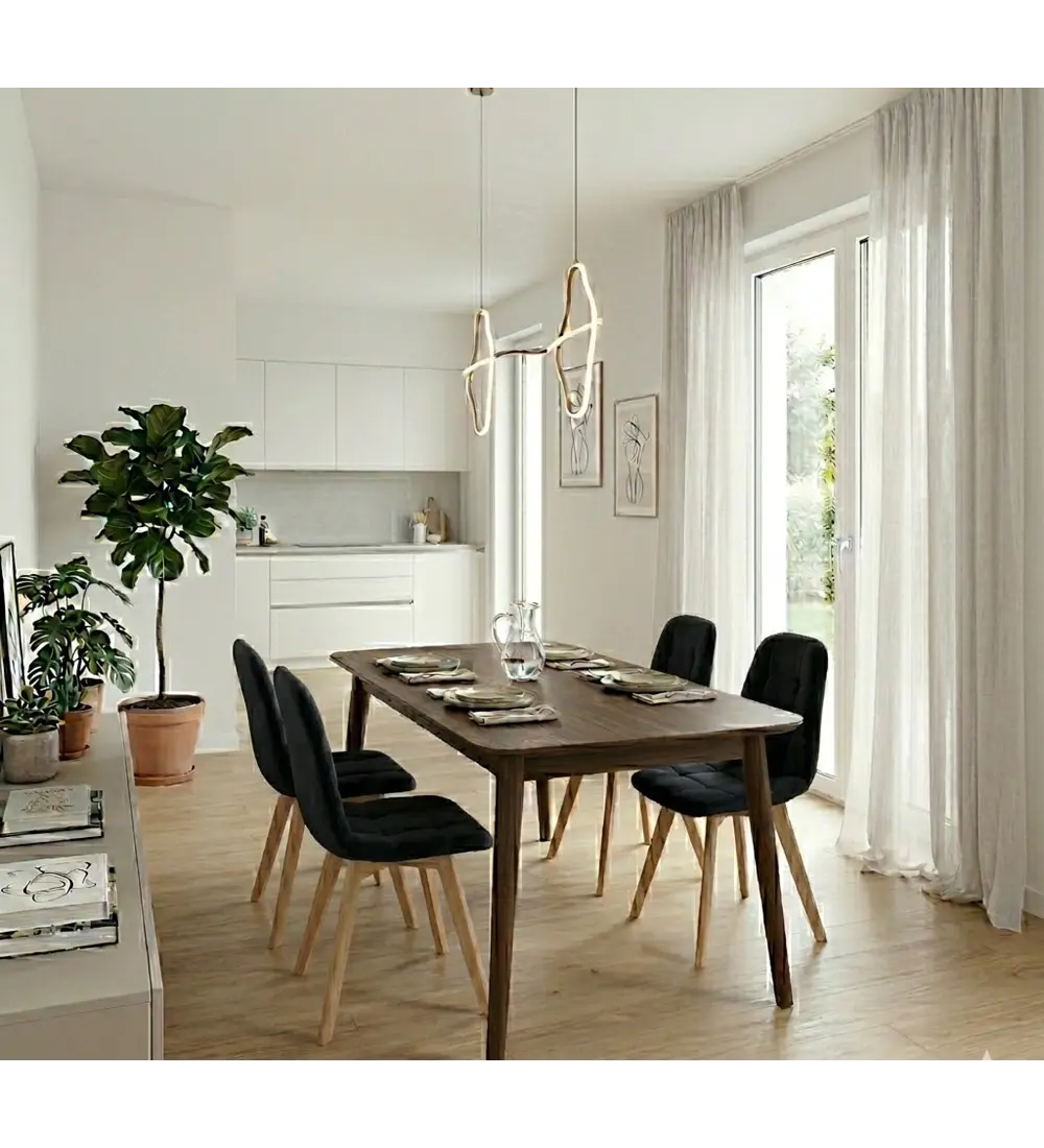Comedor Mesa Vema 140x80cms + 4 Sillas Capitonne Velvet