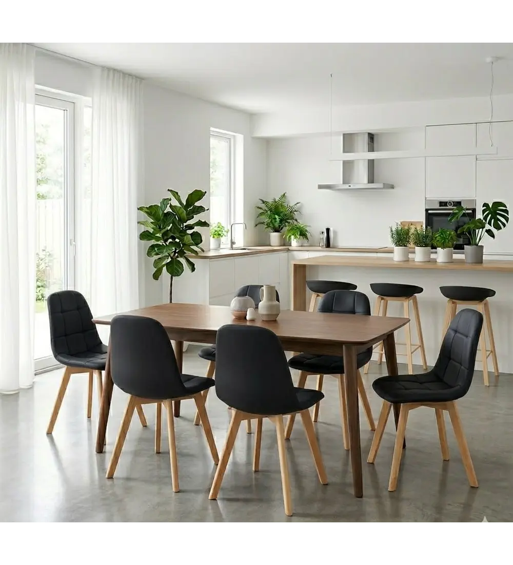 Comedor Mesa Vema 140x80cms + 6 Sillas Capitonne Velvet