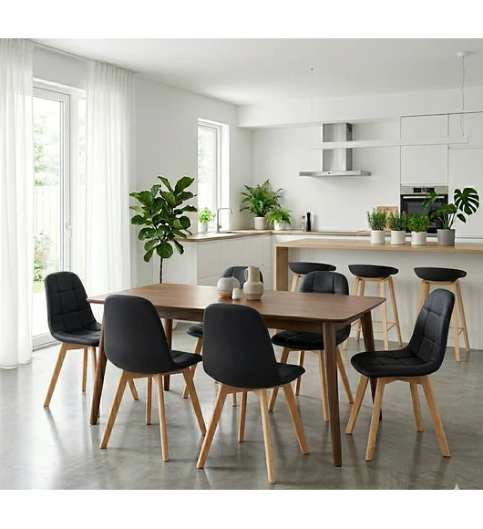 Comedor Mesa Vema 140x80cms + 6 Sillas Capitonne Velvet