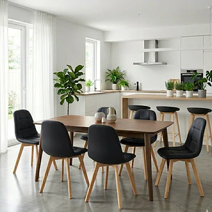 Comedor Mesa Vema 140x80cms + 6 Sillas Capitonne Velvet
