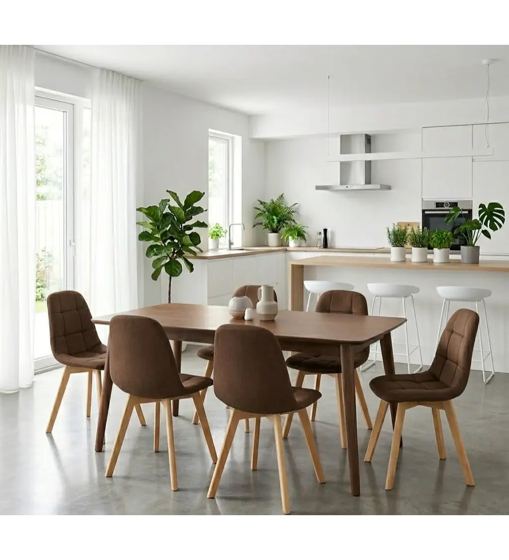 Comedor Mesa Vema 140x80cms + 6 Sillas Capitonne Velvet
