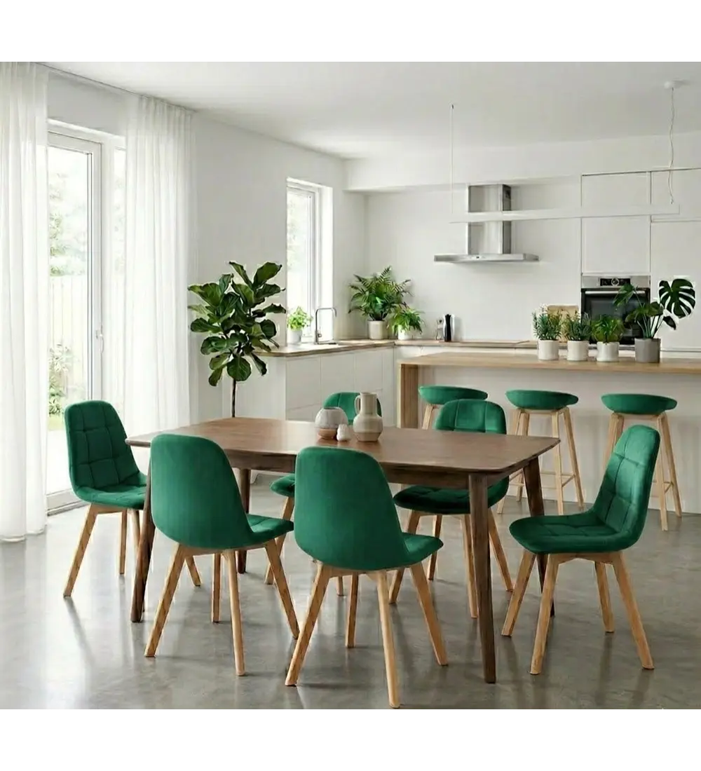 Comedor Mesa Vema 140x80cms + 6 Sillas Capitonne Velvet