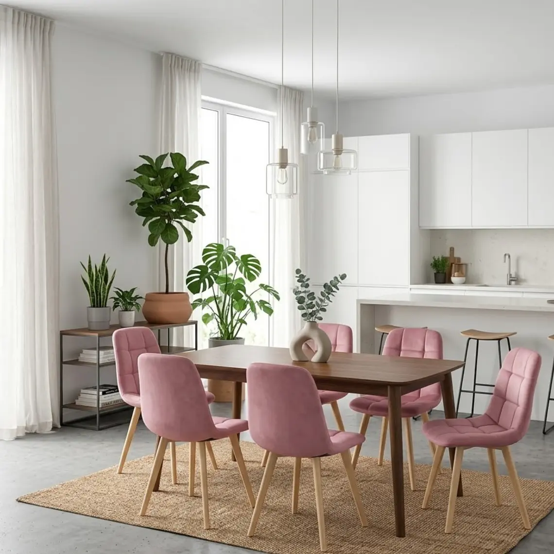 Comedor Mesa Vema 140x80cms + 6 Sillas Capitonne Velvet 6