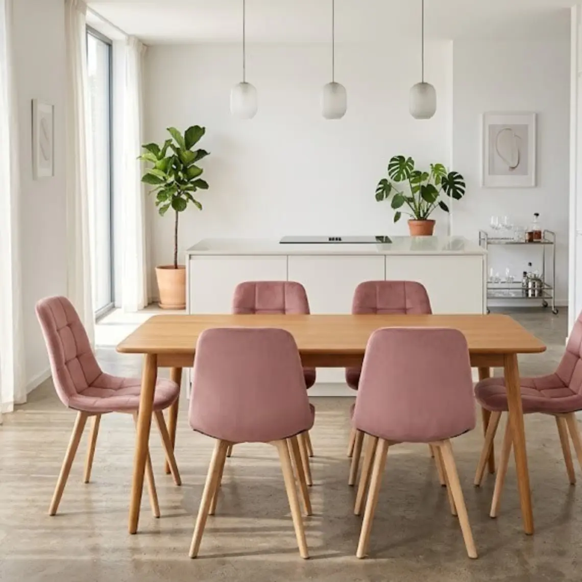 Comedor Mesa Vema 140x80cms + 6 Sillas Capitonne Velvet 10