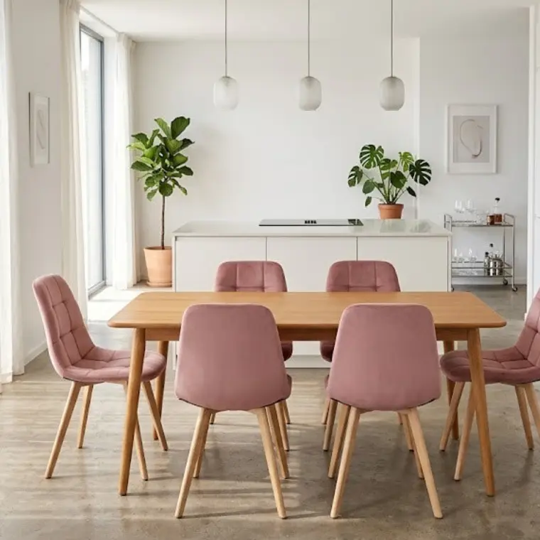Comedor Mesa Vema 140x80cms + 6 Sillas Capitonne Velvet 10