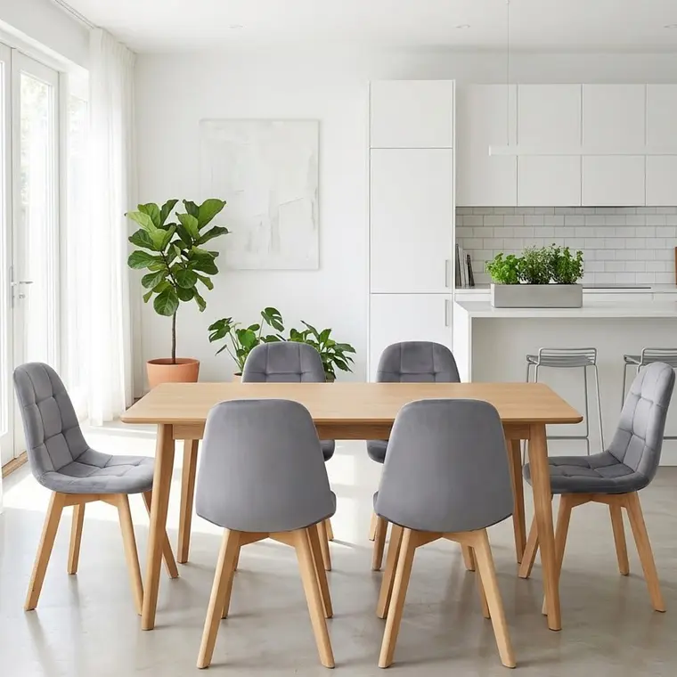 Comedor Mesa Vema 140x80cms + 6 Sillas Capitonne Velvet 12