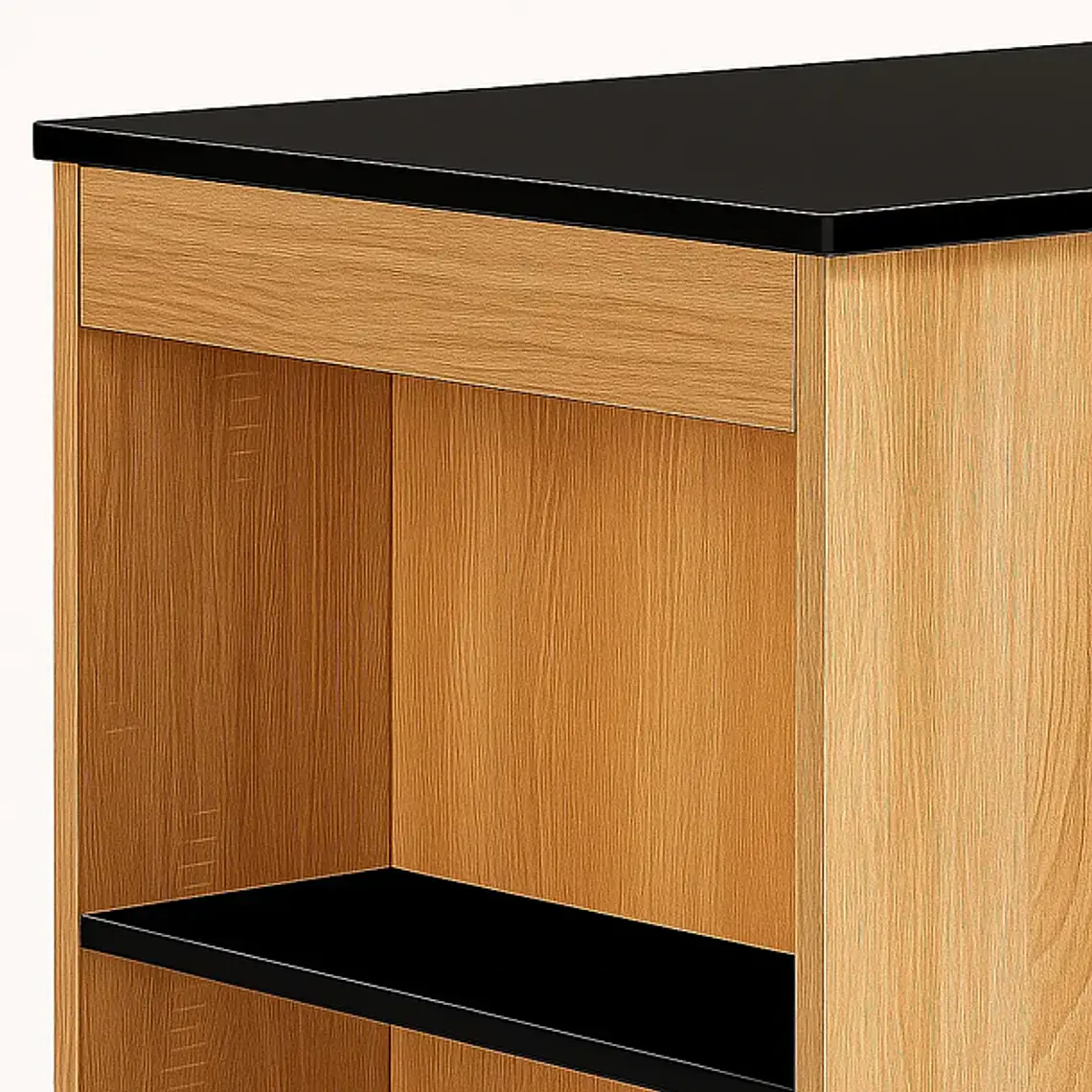 Mesa De Cocina Organizadora Alta Color Madera Con Cubierta Negra - Negro 4