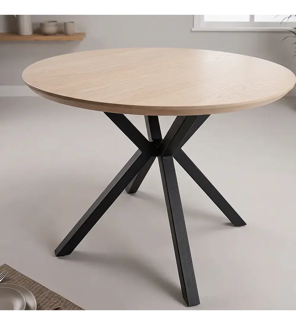 Comedor Warwick Rustica Black 100cm + 4 Sillas Mariposa Ecocuero