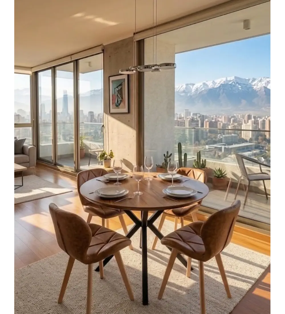 Comedor Warwick Rustica Black 100cm + 4 Sillas Mariposa Ecocuero