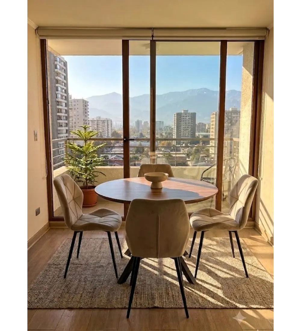 Juego de Comedor Warwick Rustica Black 100cm + 4 Sillas Fiori Velvet Black