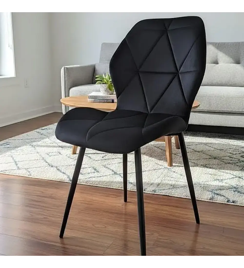 Juego de Comedor Warwick Rustica Black 120cm + 4 Sillas Fiori Velvet Black