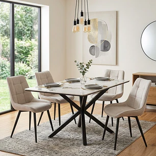 Comedor Madrid Stone 140x80cm + 4 Sillas Arpi Smoke Black