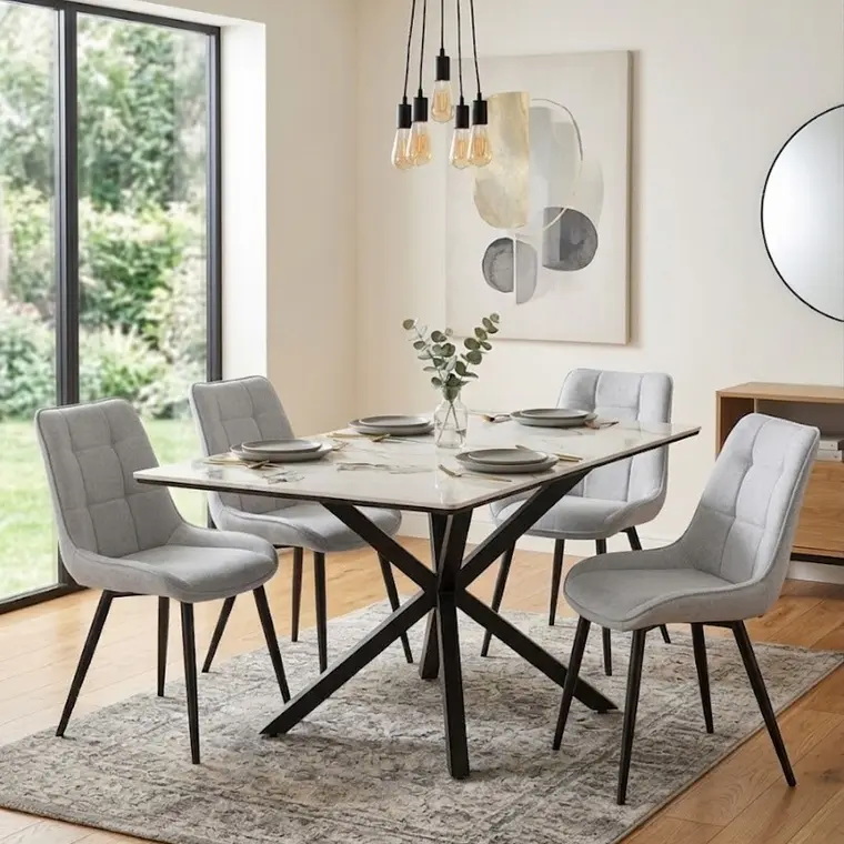 Comedor Madrid Stone 140x80cm + 4 Sillas Arpi Smoke Black 3