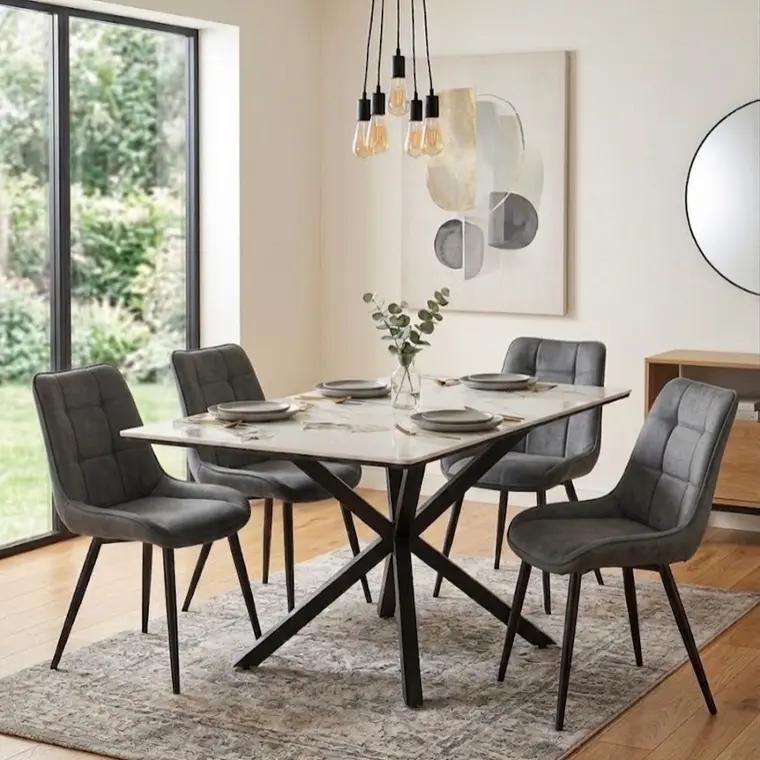 Comedor Madrid Stone 140x80cm + 4 Sillas Arpi Smoke Black 5