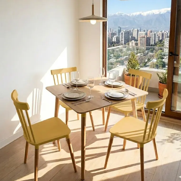 Comedor Mesa Cuadrada Melamina 80cms x 80cms + 4 Sillas Windsor 11