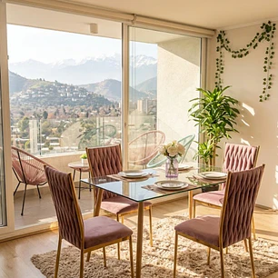 Comedor Rubi  120x80cm + 4 Sillas King Velvet Gold