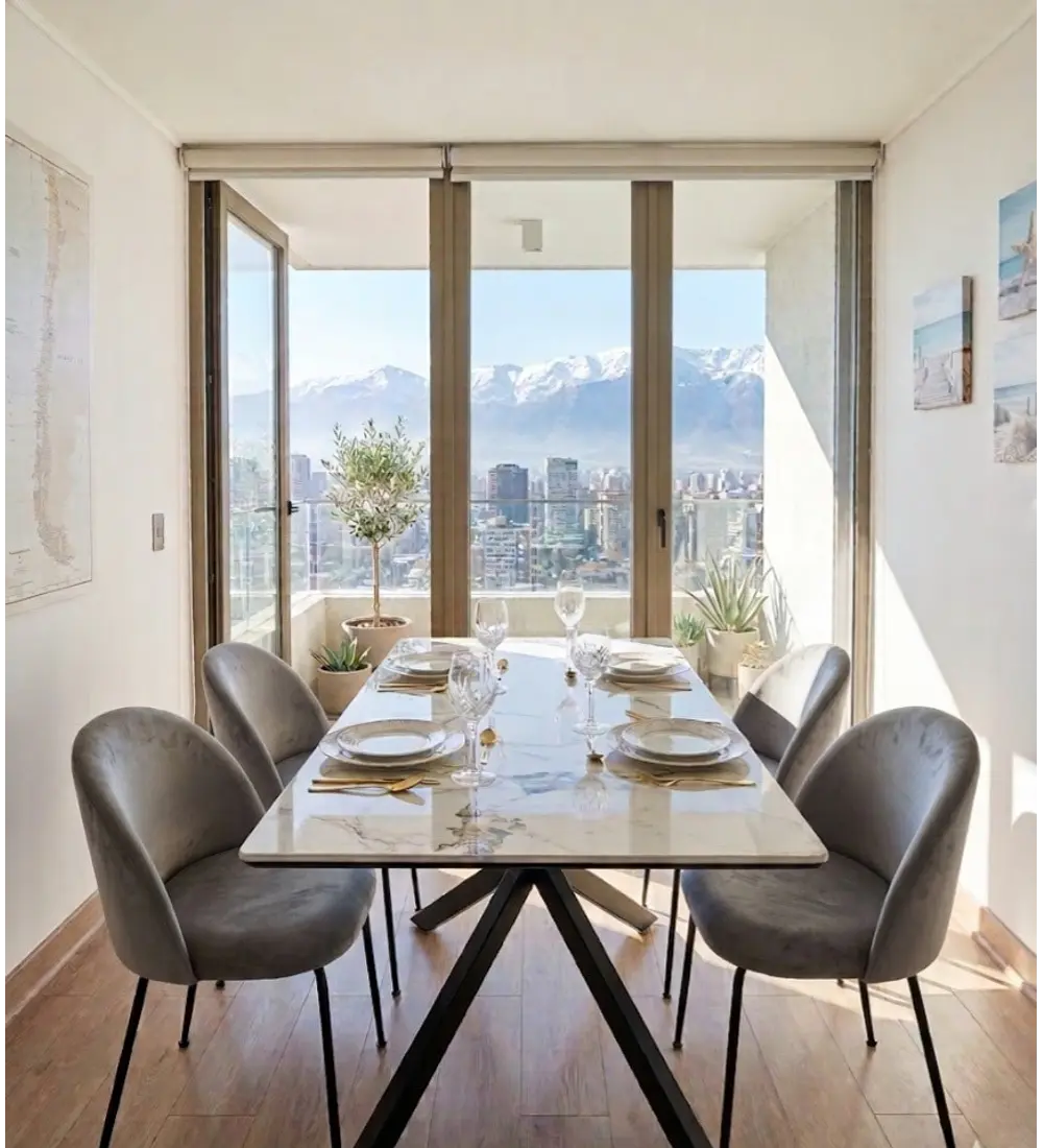 Comedor Madrid Stone Black 140x80cm + 4 Sillas Bread Velvet Black