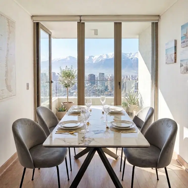 Comedor Madrid Stone 140x80cm + 4 Sillas Bread Velvet Black 1
