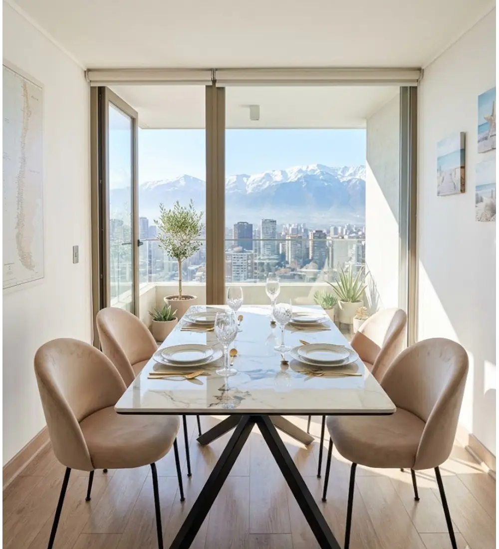 Comedor Madrid Stone Black 140x80cm + 4 Sillas Bread Velvet Black