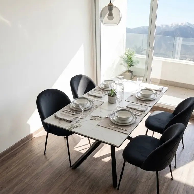 Comedor Madrid Stone 140x80cm + 4 Sillas Bread Velvet Black 5
