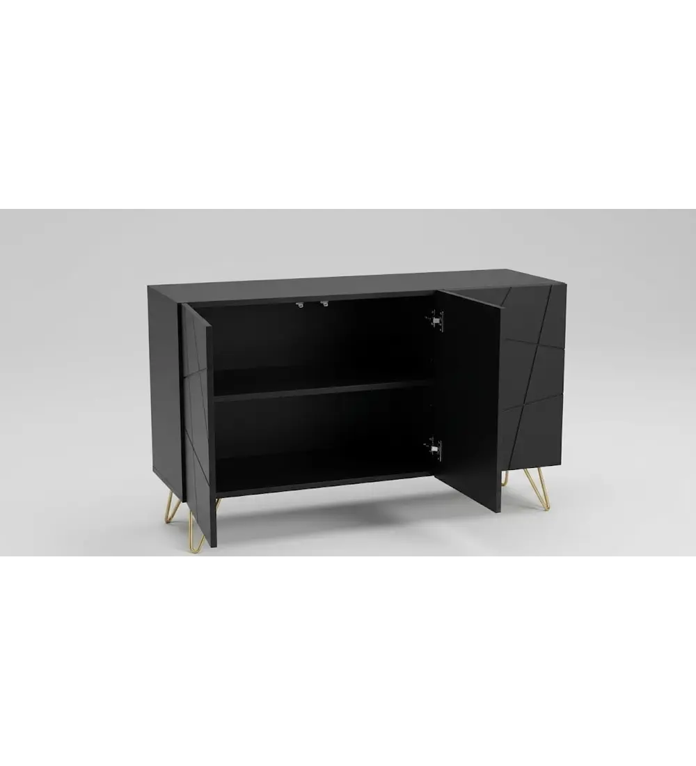 Buffet Moderno LuxLine Negro con Patas Doradas