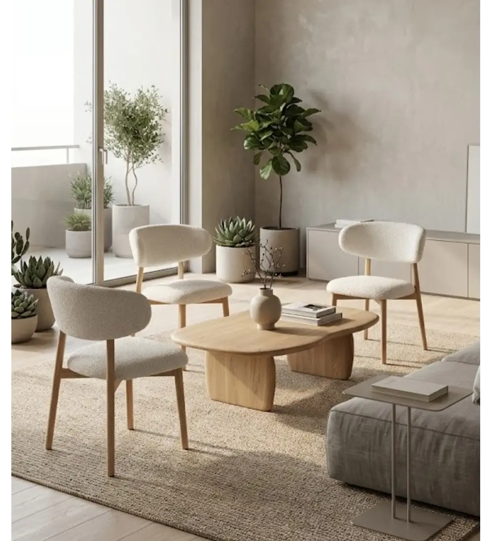 Pack 4 Sillas Cloud Madera-Beige