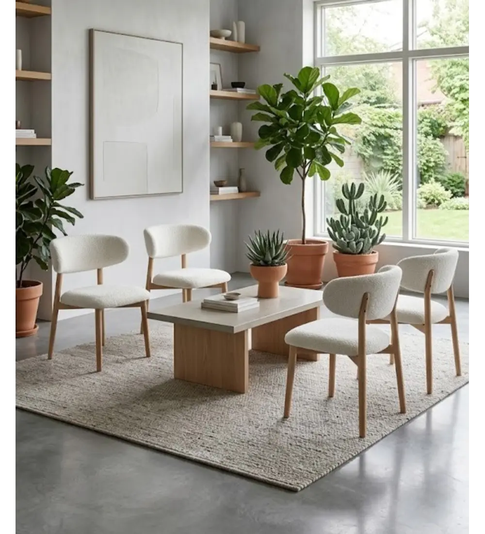Pack 4 Sillas Cloud Madera-Beige