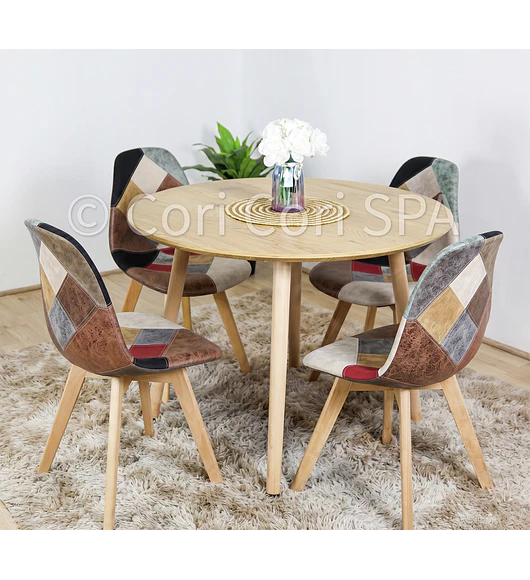 Comedor Mesa Expandible (100 - 180cms) + 4 Sillas Patchwork DaVinci