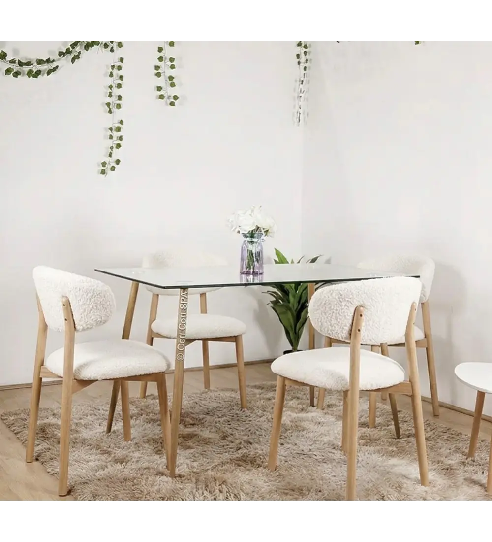 Comedor Rubi 120x80 + 4 Sillas Cloud Madera Beige 