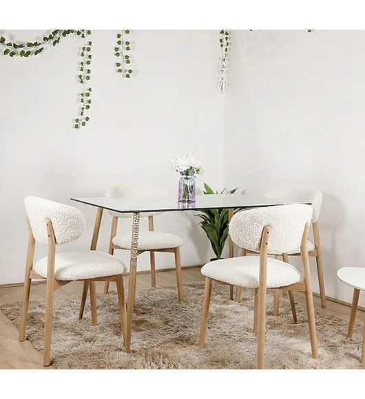 Comedor Rubi 120x80 + 4 Sillas Cloud Madera Beige 