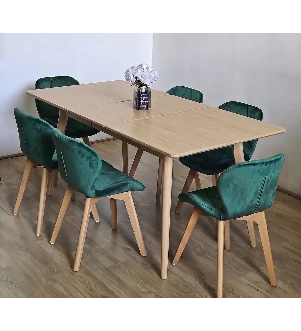 Comedor Mesa Expandible Zeus Rectangular + 6 Sillas Mariposas Velvet