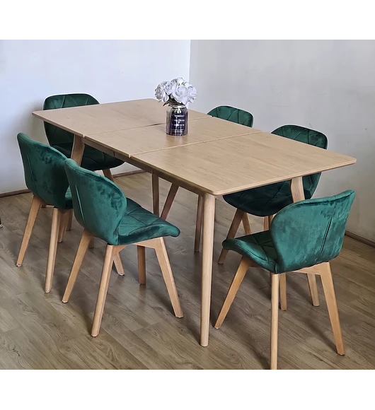 Comedor Mesa Expandible Zeus Rectangular + 6 Sillas Mariposas Velvet